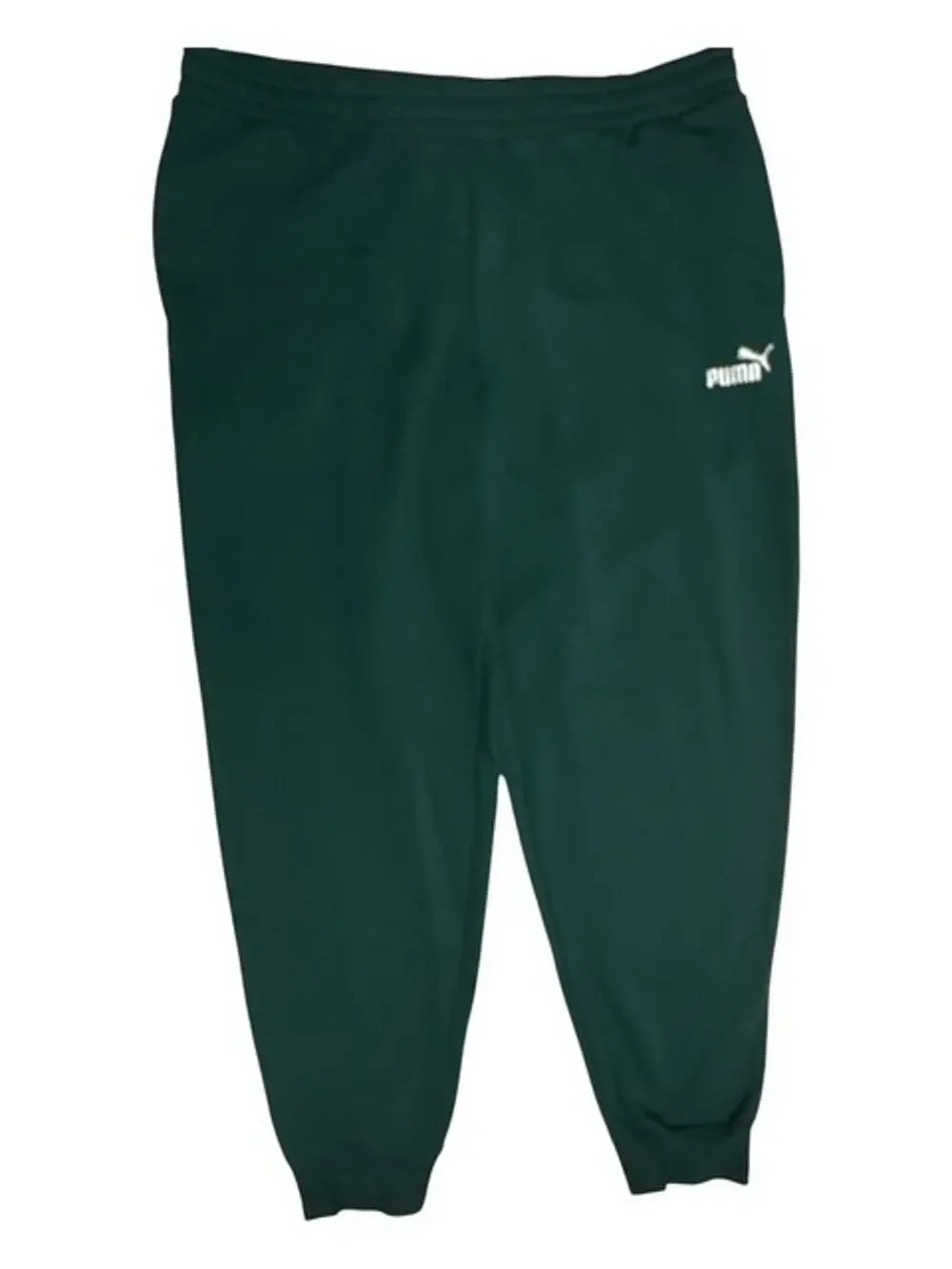 PUMA Mens XXL Sweatpants Green Terrain Logo Cuffed Fleece Active Jogger Pants